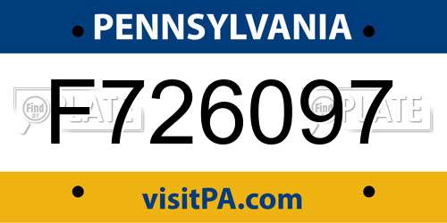 F726097 Pennsylvania License Plate