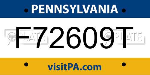F72609T Pennsylvania License Plate