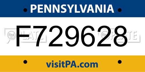 F729628 Pennsylvania License Plate