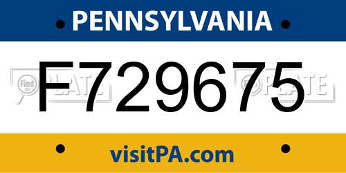 F729675 Pennsylvania License Plate