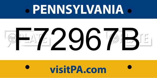 F72967B Pennsylvania License Plate