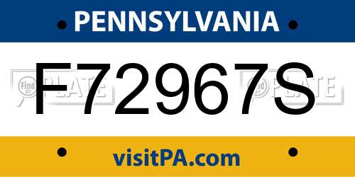 F72967S Pennsylvania License Plate