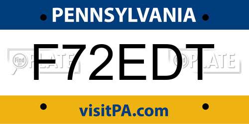 F72EDT Pennsylvania License Plate