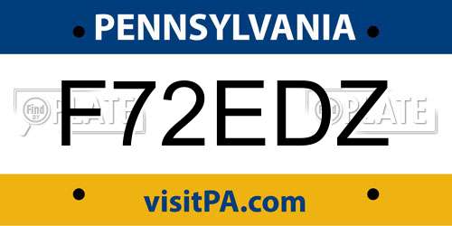 F72EDZ Pennsylvania License Plate
