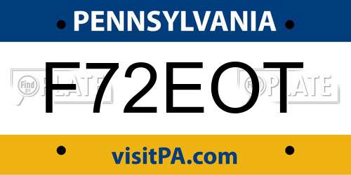 F72EOT Pennsylvania License Plate