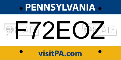 F72EOZ Pennsylvania License Plate