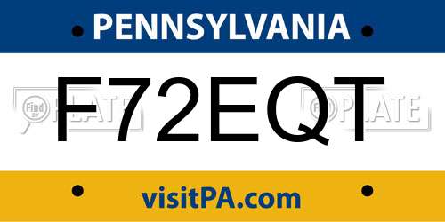 F72EQT Pennsylvania License Plate