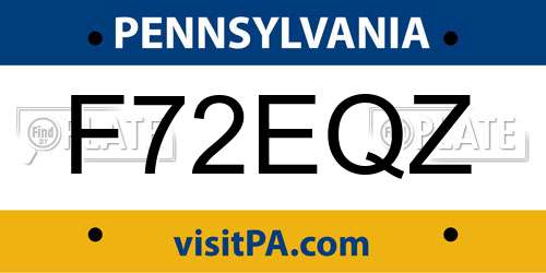F72EQZ Pennsylvania License Plate