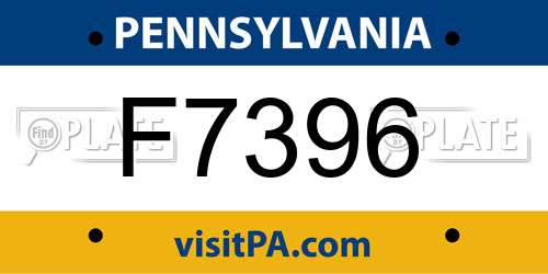 F7396 Pennsylvania License Plate