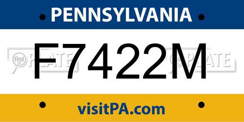 F7422M Pennsylvania License Plate