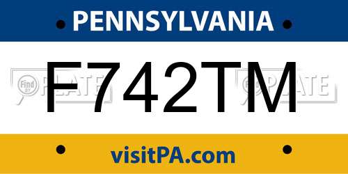 F742TM Pennsylvania License Plate
