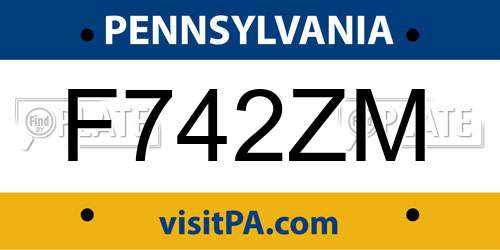 F742ZM Pennsylvania License Plate