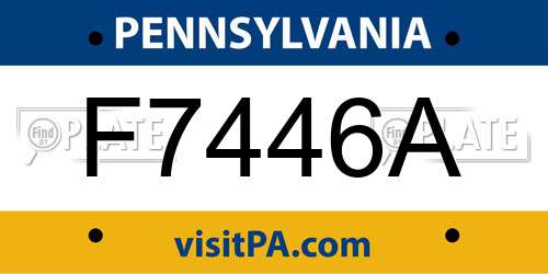 F7446A Pennsylvania License Plate