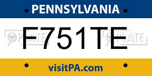 F751TE Pennsylvania License Plate