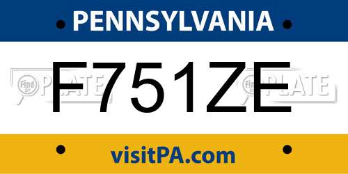 F751ZE Pennsylvania License Plate