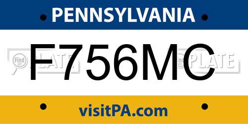 F756MC Pennsylvania License Plate