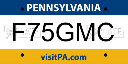 F75GMC Pennsylvania License Plate