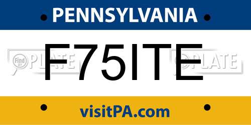 F75ITE Pennsylvania License Plate