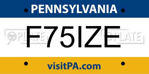 F75IZE Pennsylvania License Plate