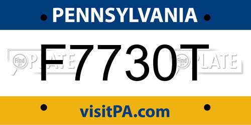 F7730T Pennsylvania License Plate
