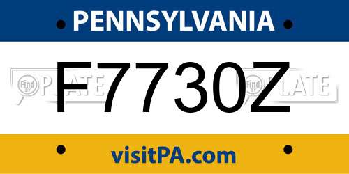 F7730Z Pennsylvania License Plate