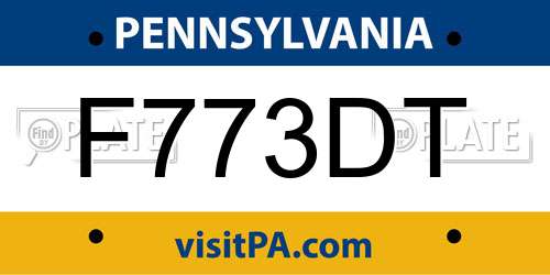 F773DT Pennsylvania License Plate