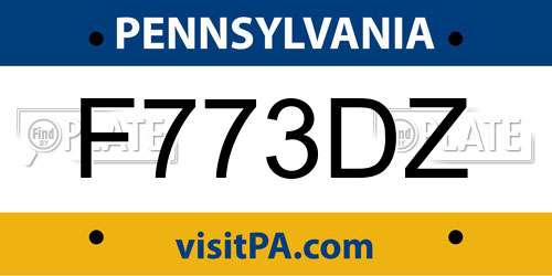 F773DZ Pennsylvania License Plate