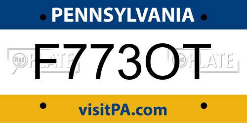 F773OT Pennsylvania License Plate