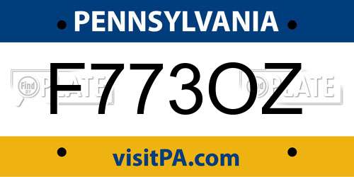 F773OZ Pennsylvania License Plate