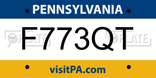 F773QT Pennsylvania License Plate