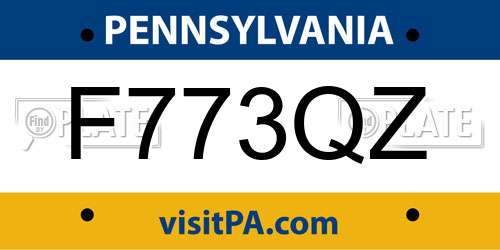 F773QZ Pennsylvania License Plate