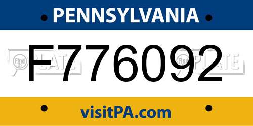 F776092 Pennsylvania License Plate