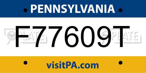 F77609T Pennsylvania License Plate