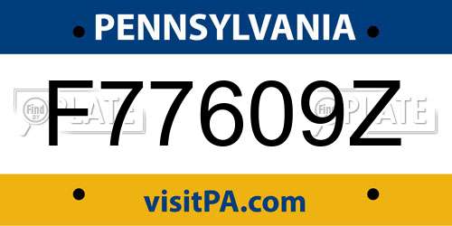 F77609Z Pennsylvania License Plate