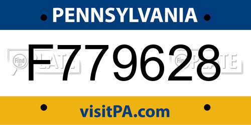 F779628 Pennsylvania License Plate