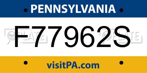 F77962S Pennsylvania License Plate