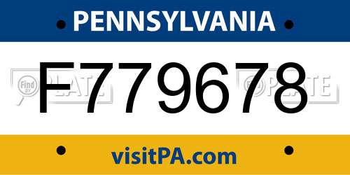 F779678 Pennsylvania License Plate