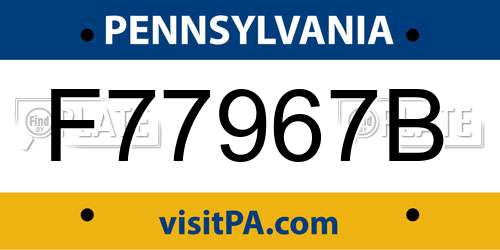 F77967B Pennsylvania License Plate