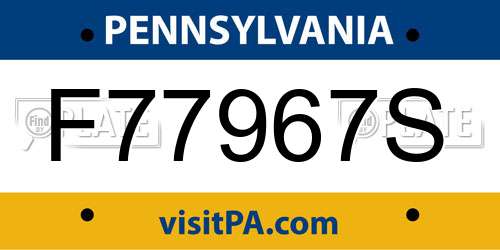 F77967S Pennsylvania License Plate