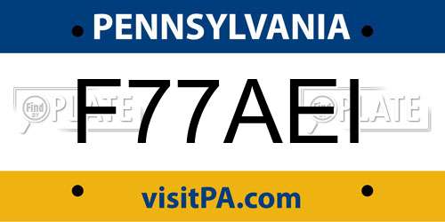 F77AEI Pennsylvania License Plate