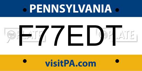 F77EDT Pennsylvania License Plate