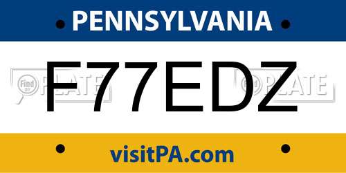F77EDZ Pennsylvania License Plate