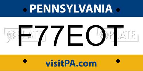 F77EOT Pennsylvania License Plate