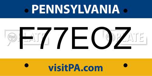 F77EOZ Pennsylvania License Plate