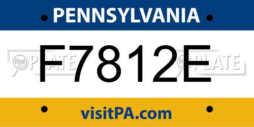 F7812E Pennsylvania License Plate
