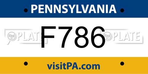 F786 Pennsylvania License Plate