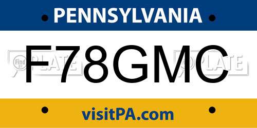 F78GMC Pennsylvania License Plate