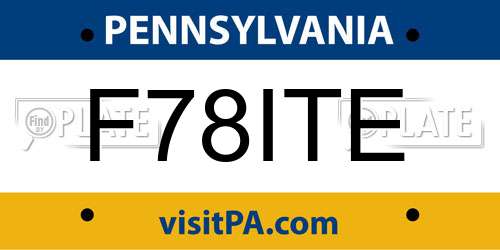 F78ITE Pennsylvania License Plate