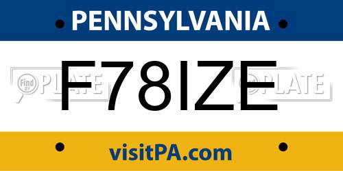 F78IZE Pennsylvania License Plate
