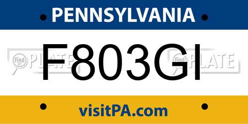 F803GI Pennsylvania License Plate